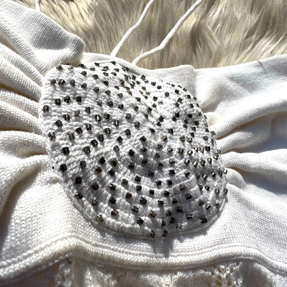 VENUS Beaded Cashmere Crochet Tube Top Cami Y2K - Picture 6 of 7